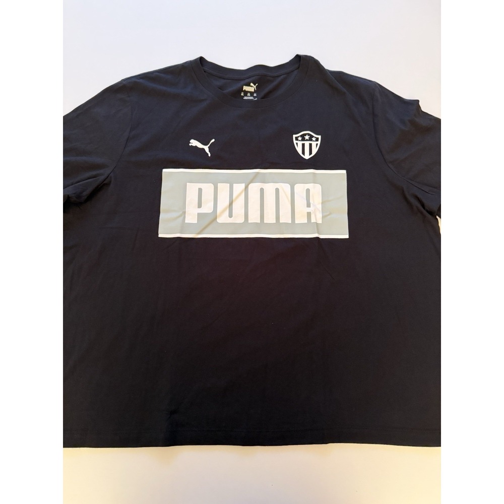 PUMA Men 3XL T-Shirt Black White Gray Graphic Black Logo Cotton Casual Tee NEW